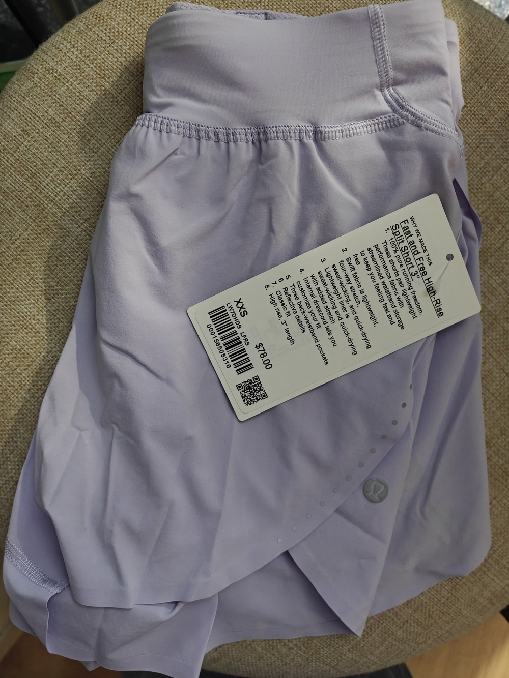 Lululemon Fast And Free High Rise Shorts 3" Size 2 XXS NWT Lavender